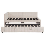 Lit de repos capitonné pleine grandeur avec lit gigogne double escamotable et ports USB