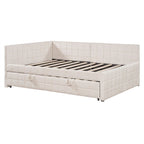 Lit de repos capitonné pleine grandeur avec lit gigogne double escamotable et ports USB