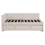 Lit de repos capitonné pleine grandeur avec lit gigogne double escamotable et ports USB