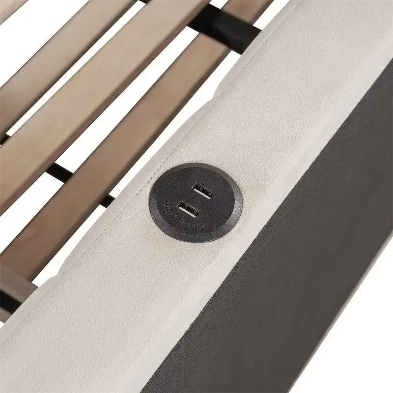 Lit de repos capitonné pleine grandeur avec lit gigogne double escamotable et ports USB