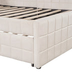 Lit de repos capitonné pleine grandeur avec lit gigogne double escamotable et ports USB