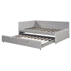 Lit de repos capitonné pleine grandeur avec lit gigogne double escamotable et ports USB