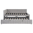 Lit de repos capitonné pleine grandeur avec lit gigogne double escamotable et ports USB