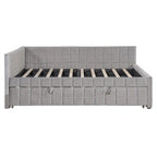 Lit de repos capitonné pleine grandeur avec lit gigogne double escamotable et ports USB
