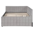 Lit de repos capitonné pleine grandeur avec lit gigogne double escamotable et ports USB