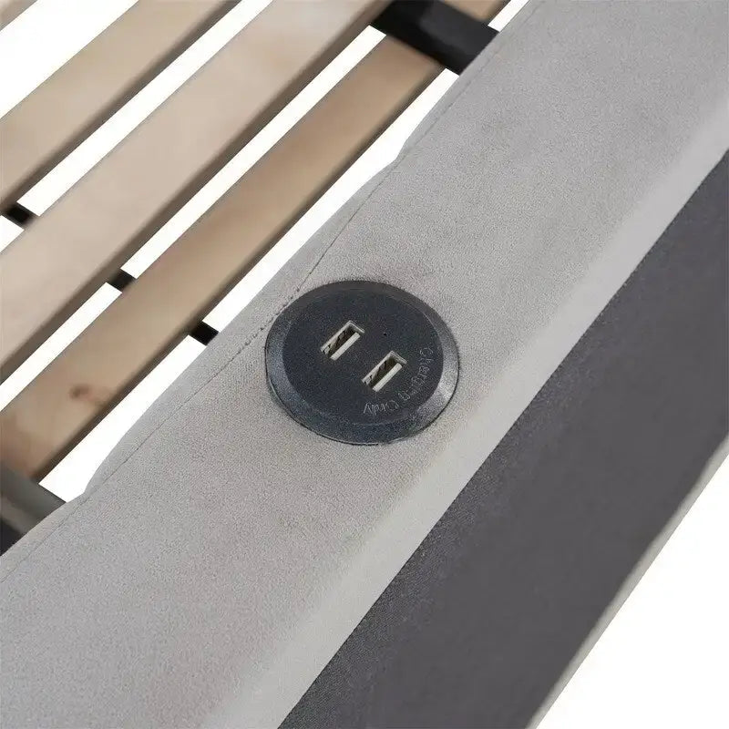 Lit de repos capitonné pleine grandeur avec lit gigogne double escamotable et ports USB