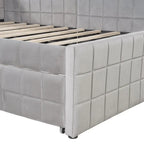 Lit de repos capitonné pleine grandeur avec lit gigogne double escamotable et ports USB