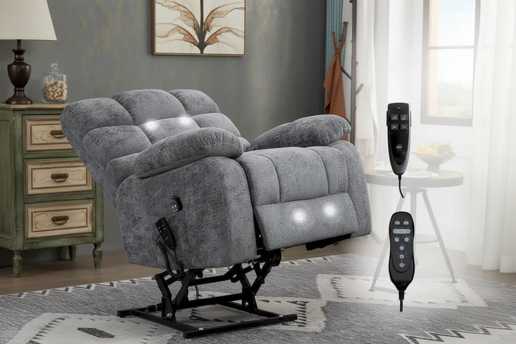 Dual Motor Power Lift Recliner Chair with Massage and Heat for Elderly People, Large Lazy Single Boy Recliners with Power-Remote