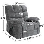 Fauteuil inclinable releveur avec massage et chauffage, double moteur, tissu chenille