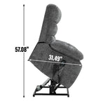 Fauteuil inclinable releveur avec massage et chauffage, double moteur, tissu chenille