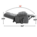 Fauteuil inclinable releveur avec massage et chauffage, double moteur, tissu chenille