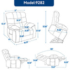 Fauteuil inclinable releveur avec massage et chauffage, double moteur, tissu chenille