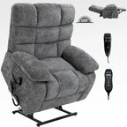 Fauteuil inclinable releveur avec massage et chauffage, double moteur, tissu chenille