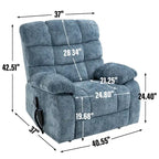 Fauteuil inclinable releveur avec massage et chauffage, double moteur, tissu chenille