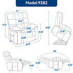 Fauteuil inclinable releveur avec massage et chauffage, double moteur, tissu chenille