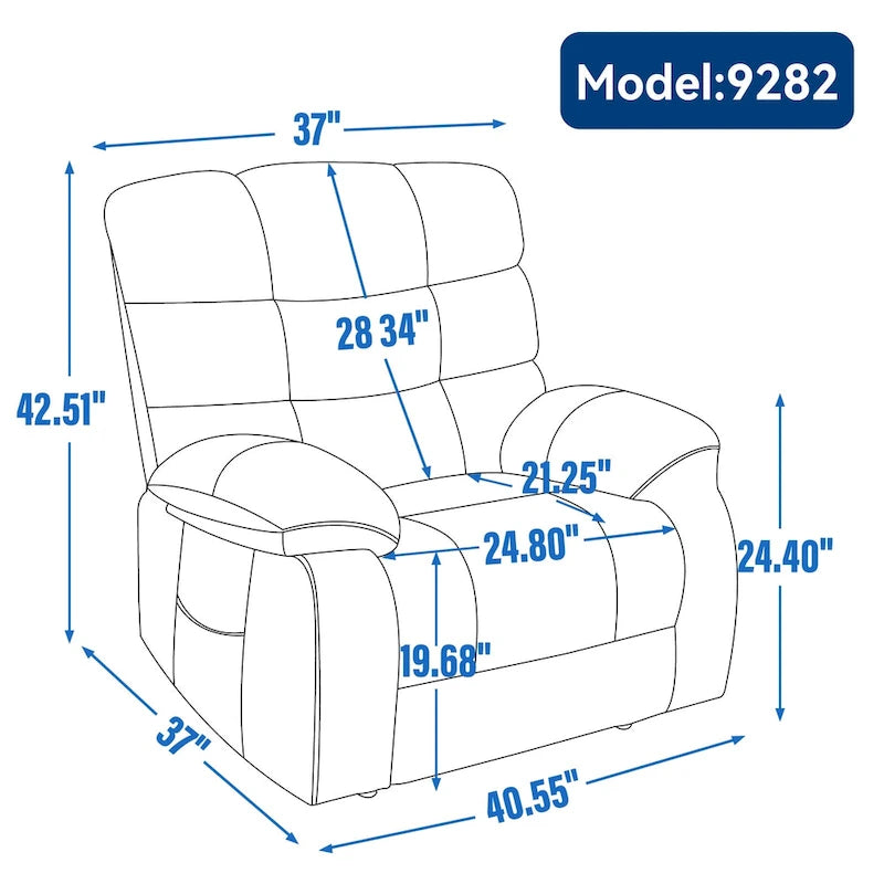 Fauteuil inclinable releveur avec massage et chauffage, double moteur, tissu chenille