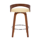 Tabouret de bar pivotant en similicuir avec cadre en bois et repose-pieds
