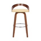 Tabouret de bar pivotant en similicuir avec cadre en bois et repose-pieds