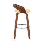 Tabouret de bar pivotant en similicuir avec cadre en bois et repose-pieds
