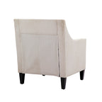 Fauteuil d'appoint rembourré beige avec accoudoirs incurvés et pieds en bois d'hévéa