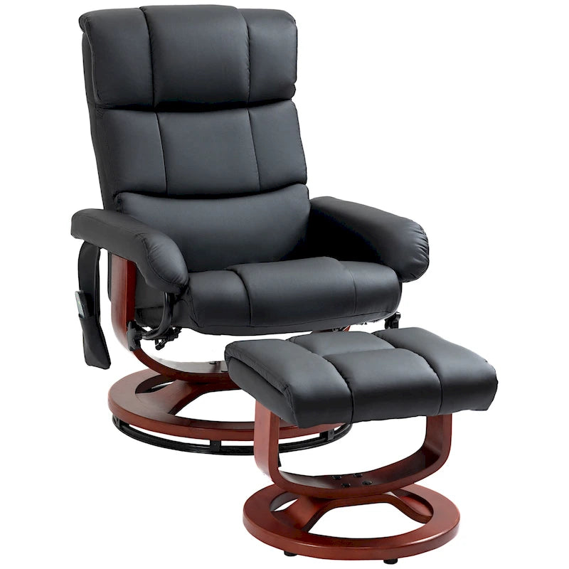 Fauteuil de relaxation massant pivotant à dossier haut avec repose-pieds