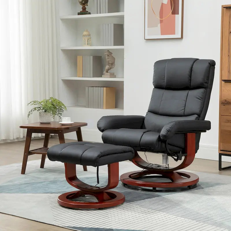 Fauteuil de relaxation massant pivotant à dossier haut avec repose-pieds