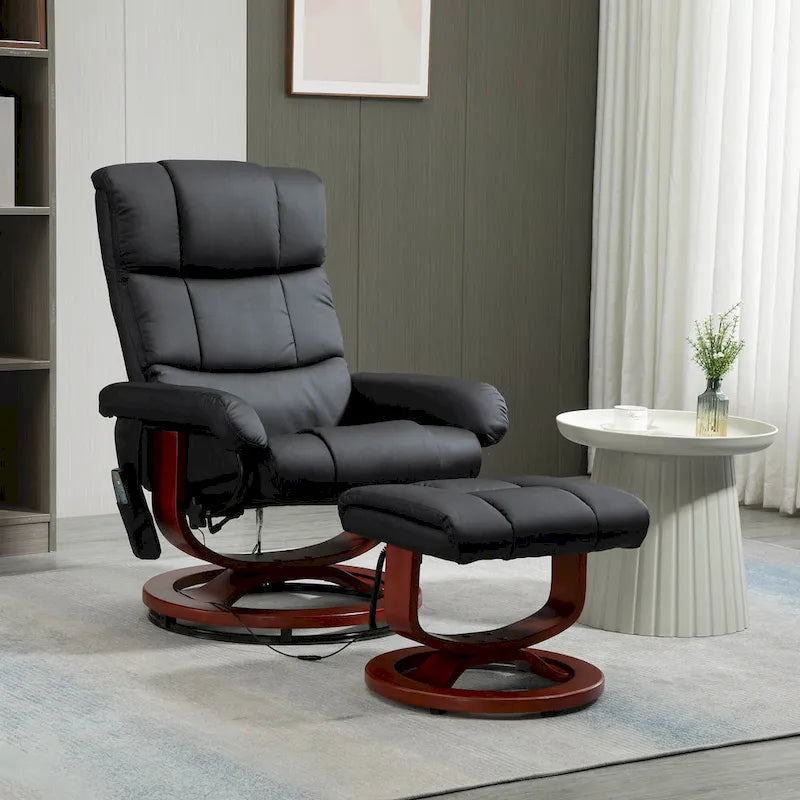 Fauteuil de relaxation massant pivotant à dossier haut avec repose-pieds