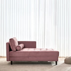 Chaise longue en velours avec capitonnage à canaux