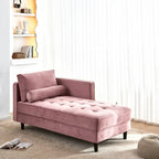 Chaise longue en velours avec capitonnage à canaux