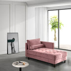 Chaise longue en velours avec capitonnage à canaux