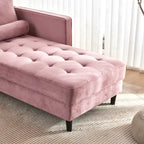 Chaise longue en velours avec capitonnage à canaux