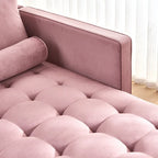 Chaise longue en velours avec capitonnage à canaux