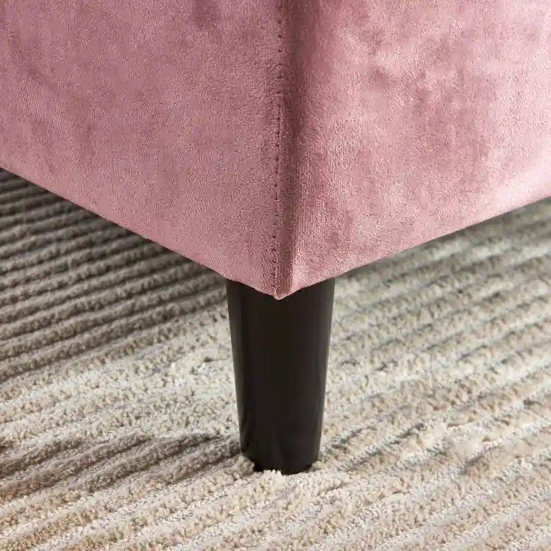 Chaise longue en velours avec capitonnage à canaux