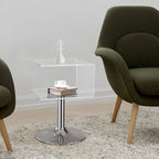 Table d'appoint en acrylique double couche en forme de C, 59,9 cm H x 40,1 cm l x 40,1 cm L