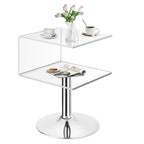 Table d'appoint en acrylique double couche en forme de C, 59,9 cm H x 40,1 cm l x 40,1 cm L