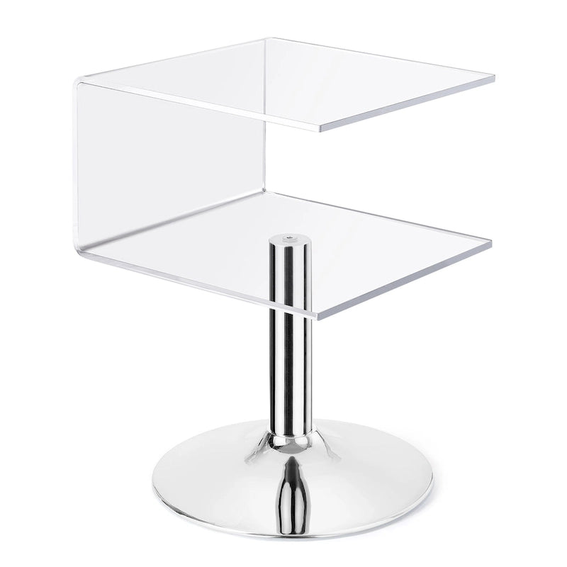 Table d'appoint en acrylique double couche en forme de C, 59,9 cm H x 40,1 cm l x 40,1 cm L