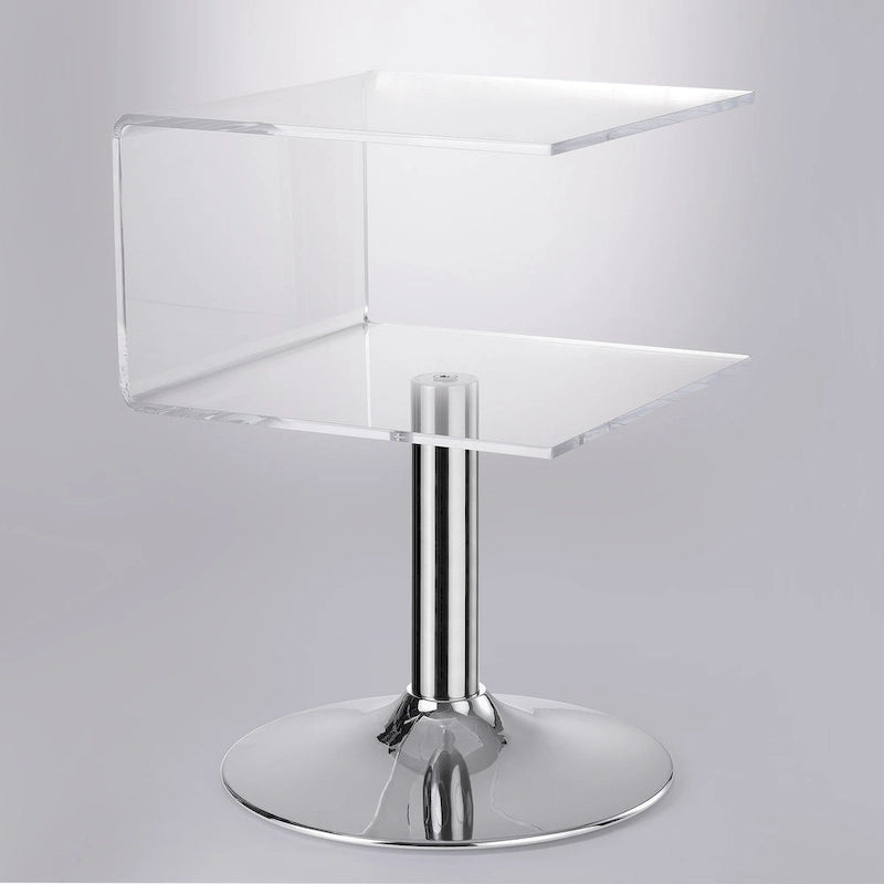 Table d'appoint en acrylique double couche en forme de C, 59,9 cm H x 40,1 cm l x 40,1 cm L