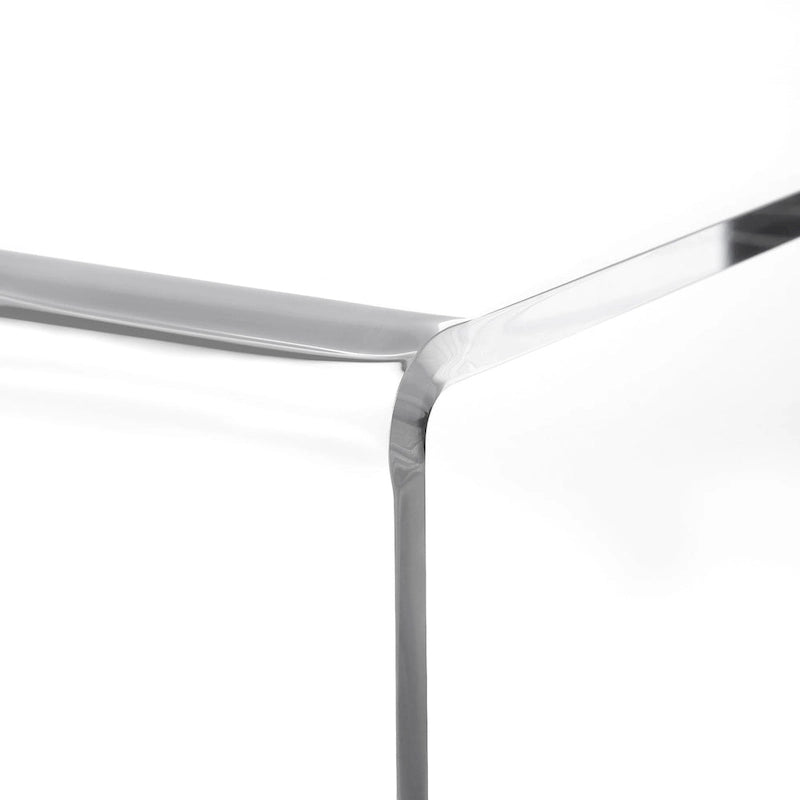 Table d'appoint en acrylique double couche en forme de C, 59,9 cm H x 40,1 cm l x 40,1 cm L