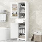Meuble de rangement de salle de bain autoportant avec 2 portes et 1 tiroir