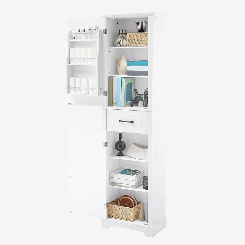 Meuble de rangement de salle de bain autoportant avec 2 portes et 1 tiroir