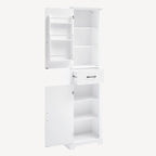 Meuble de rangement de salle de bain autoportant avec 2 portes et 1 tiroir