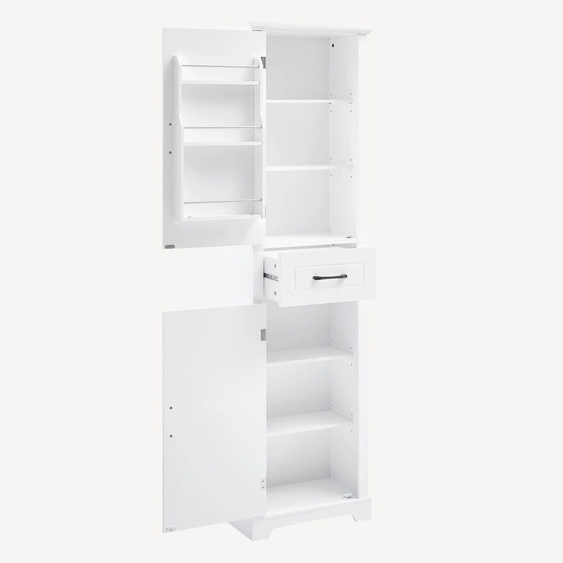 Meuble de rangement de salle de bain autoportant avec 2 portes et 1 tiroir