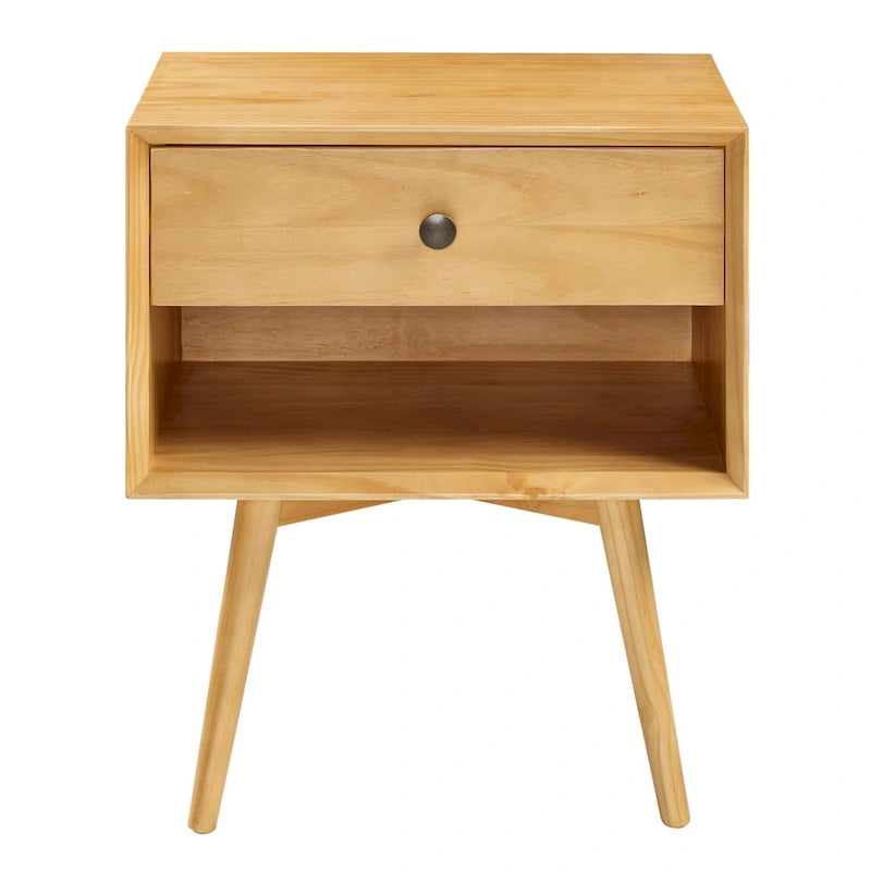 Table de chevet à 1 tiroir en bois massif du milieu du siècle