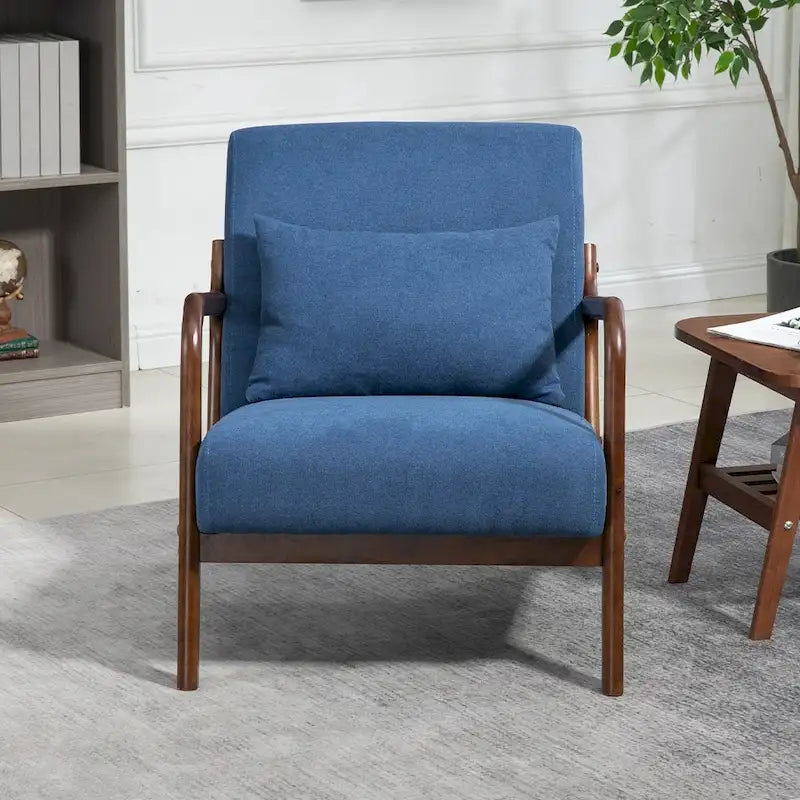Fauteuil d'appoint en velours du milieu du siècle avec coussin lombaire