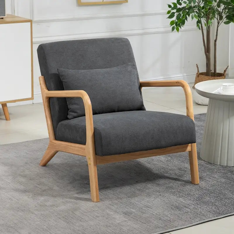Fauteuil d'appoint en velours du milieu du siècle avec coussin lombaire
