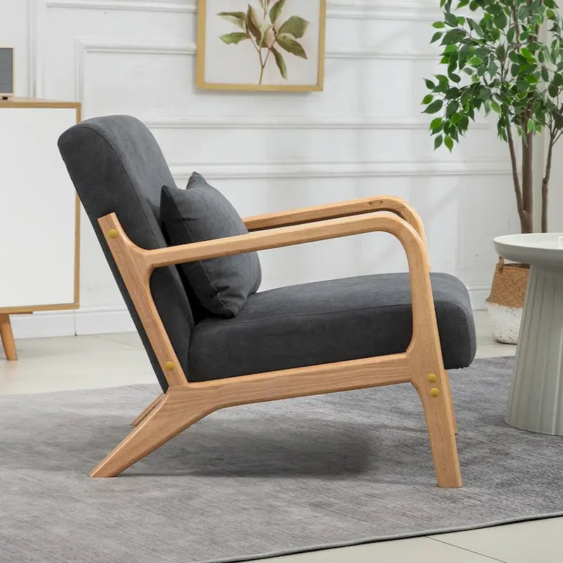 Fauteuil d'appoint en velours du milieu du siècle avec coussin lombaire