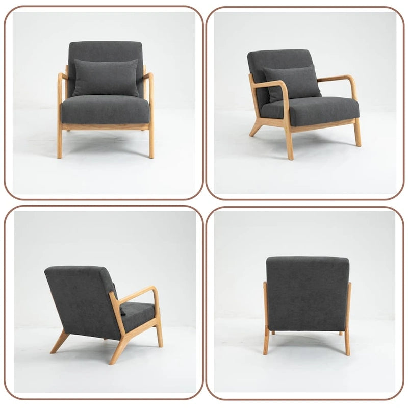 Fauteuil d'appoint en velours du milieu du siècle avec coussin lombaire