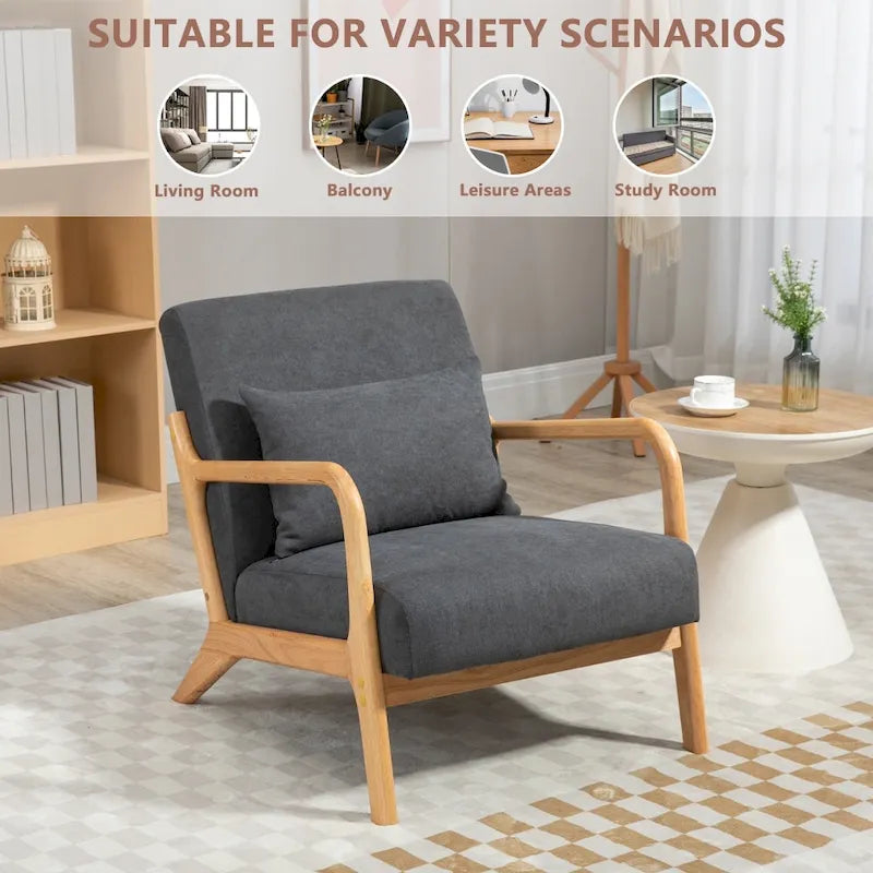 Fauteuil d'appoint en velours du milieu du siècle avec coussin lombaire