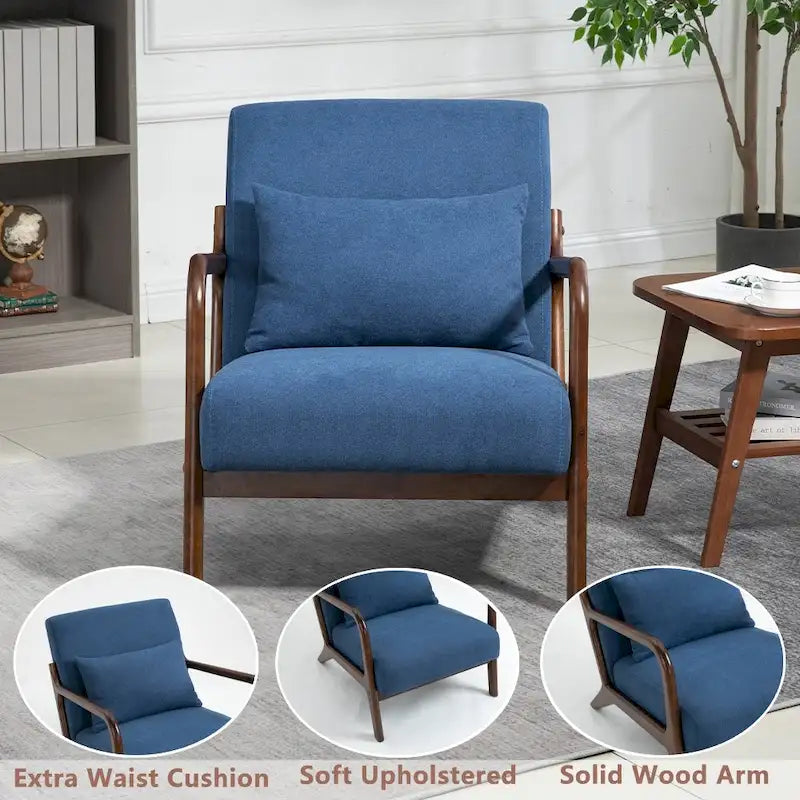 Fauteuil d'appoint en velours du milieu du siècle avec coussin lombaire
