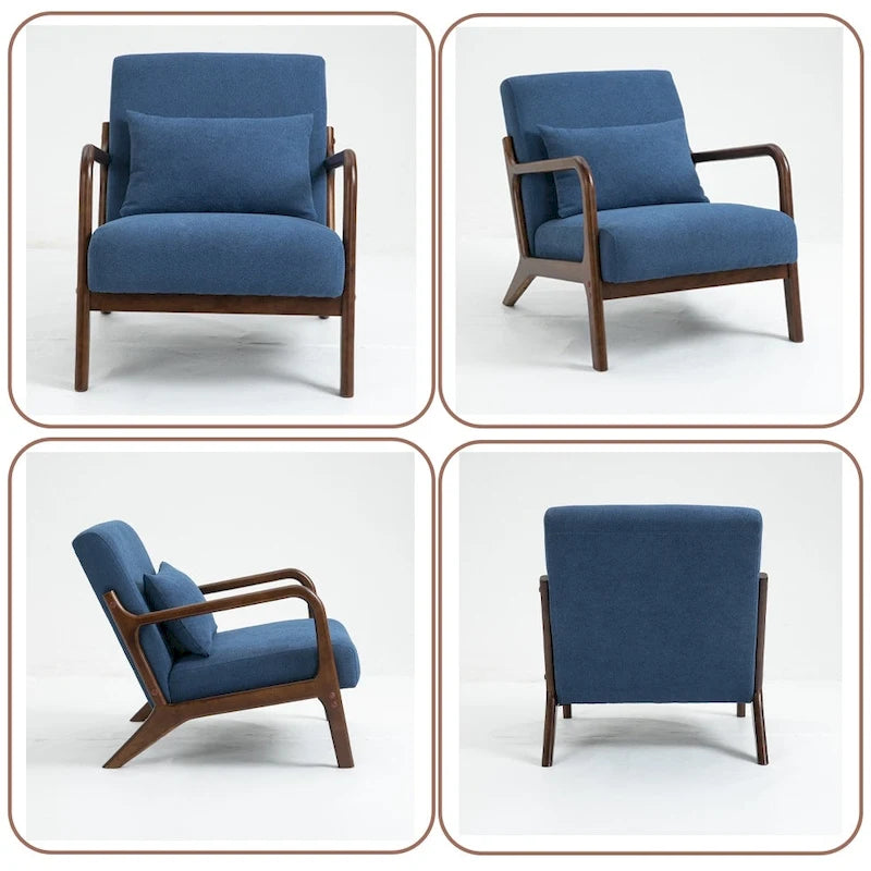 Fauteuil d'appoint en velours du milieu du siècle avec coussin lombaire